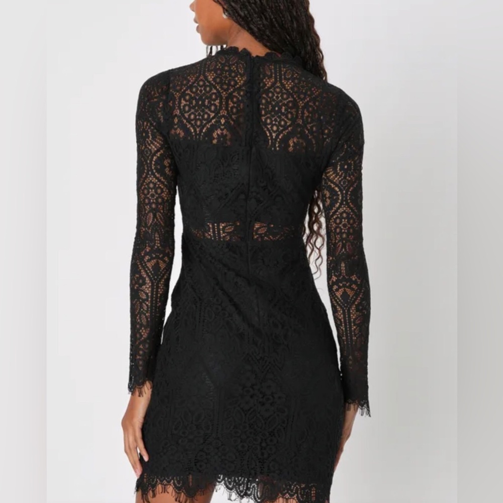 Lulu's Appetite for Seduction Black Lace Long Sleeve Dress Size XL - Picture 6 of 13